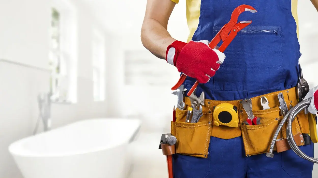 The torso of plumbing technician showing a tool belt from Plumbing Lake Travis in Austin, TX - Commercial plumbing services